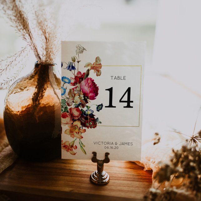 Vintage Floral Numéro de table personnalisée (Créateur téléchargé)