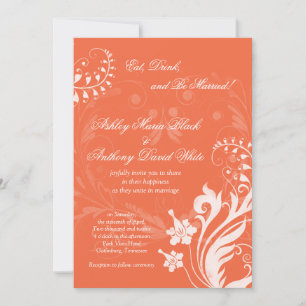 Vintage Floral Orange et Faire-part de mariage bla