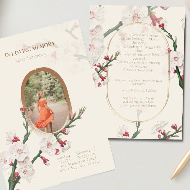 Vintage Floral Photo Funeral Programme (Créateur téléchargé)