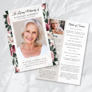Vintage Floral Photo Memorial Service Programme