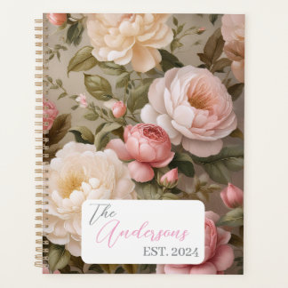 Vintage Floral Planner avec nom et année