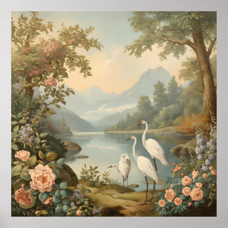 Vintage Floral Poster – Semi-Gloss Value Print | R