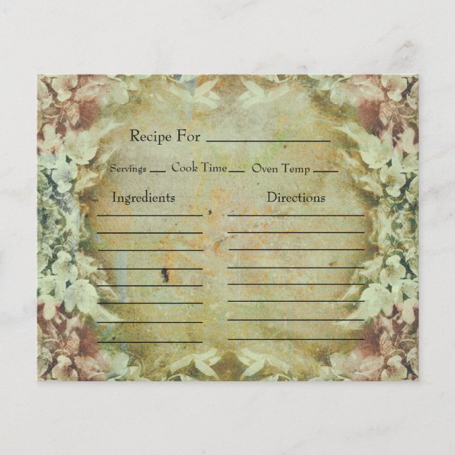 Vintage Floral Recipe Cards (Devant)