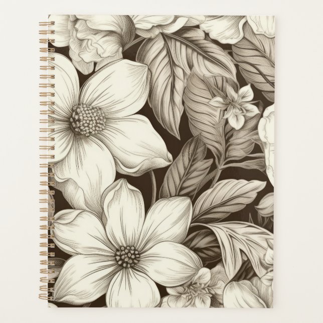 Vintage Floral Sepia Motif (6) (Devant)