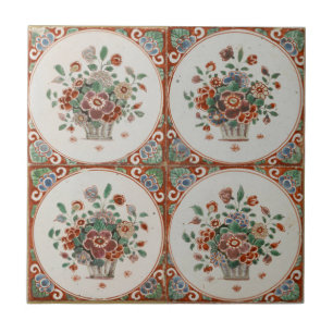 Vintage Floral Terracotta Carreaux Motif