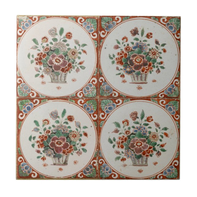 Vintage Floral Terracotta Carreaux Motif (Devant)