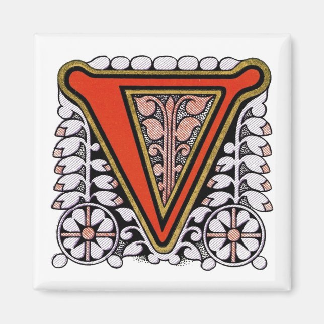 Vintage Floral 'V' - Magnet (Devant)