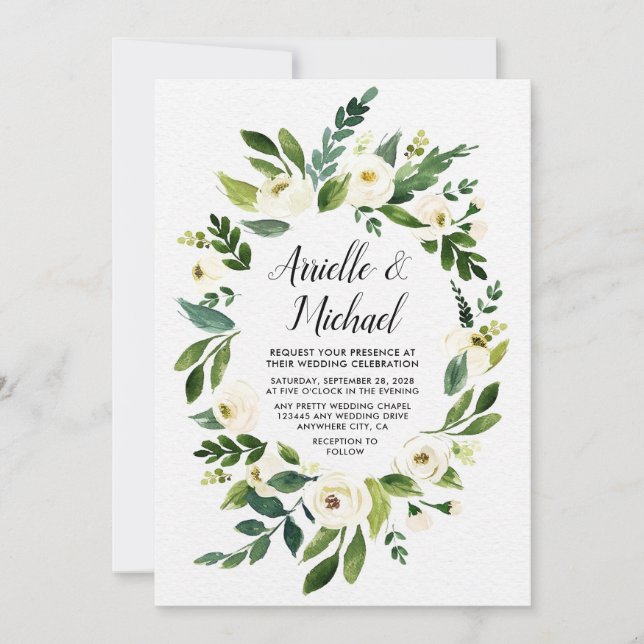 Vintage Floral verdure Jardin Mariage Invitations (Devant)