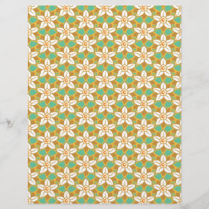 Vintage Floral vert et jaune motif Jonquil