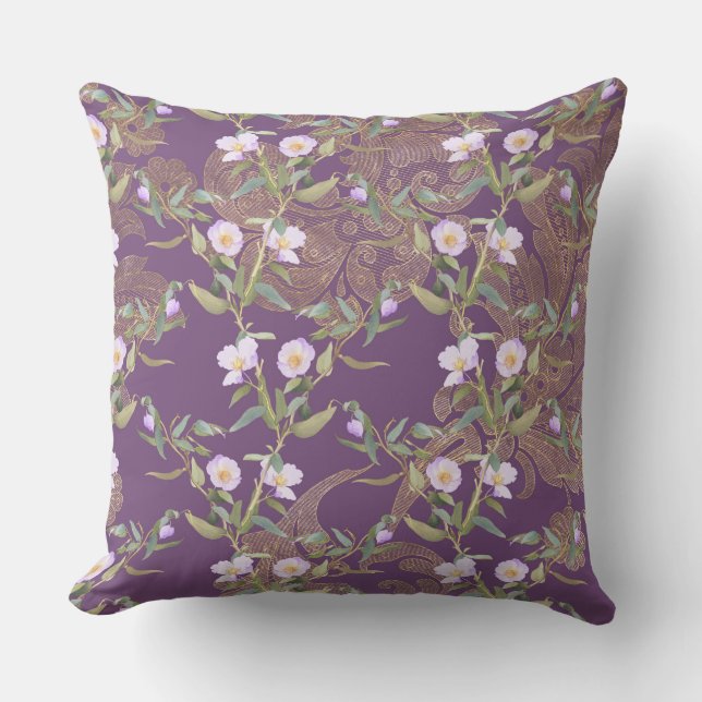 Vintage Floral Violet/ Coussin à points Polka (Recto)