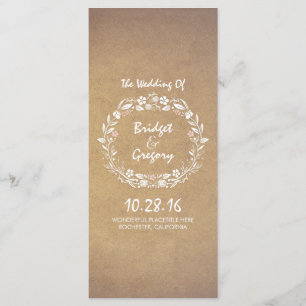 Vintage Floral Wreath Élégant programmes de mariag