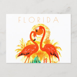 Vintage Floride carte postale flamants du milieu d