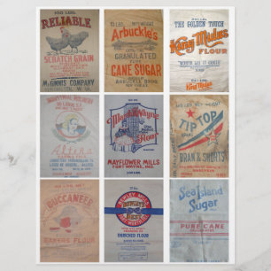 Vintage Flour and Sugar Sacks Clipart Sheet