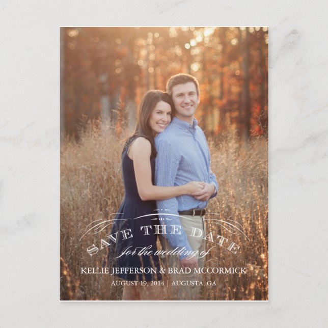 Vintage Flourish Enregistrer la date Carte postale (Devant)