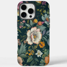 Vintage foncé Floral Tough iPhone 16 Pro Max Coque