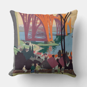 Vintage Forth Bridge Scotland Rail Lance Oreiller