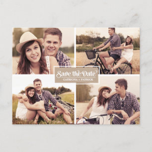 Vintage Four Photo Frame Enregistrer la carte post