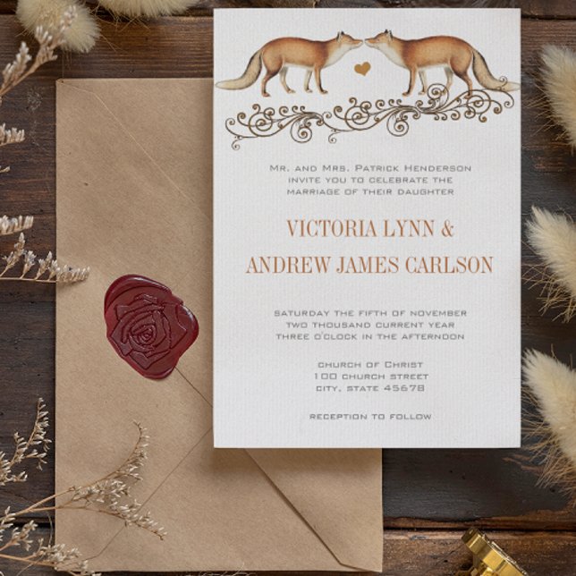 Vintage Foxes Wedding Invitation (Créateur téléchargé)