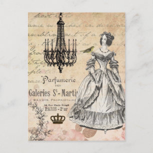 Vintage Française shabby chic carte postale