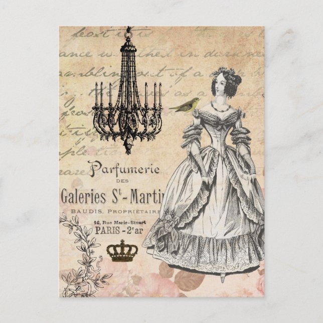 Vintage Française shabby chic carte postale (Devant)