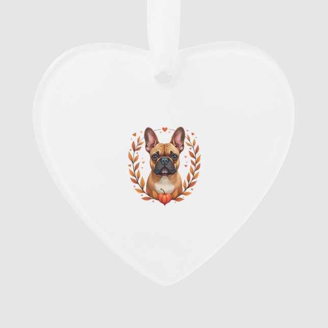 Vintage French Bulldog with Autumn Leaf Wreath and (devant)