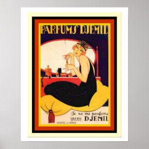 Vintage French Parfums Djemil Poster 16 x 20
