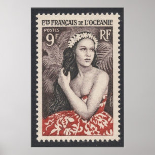 Vintage French South Pacific Travel Poster