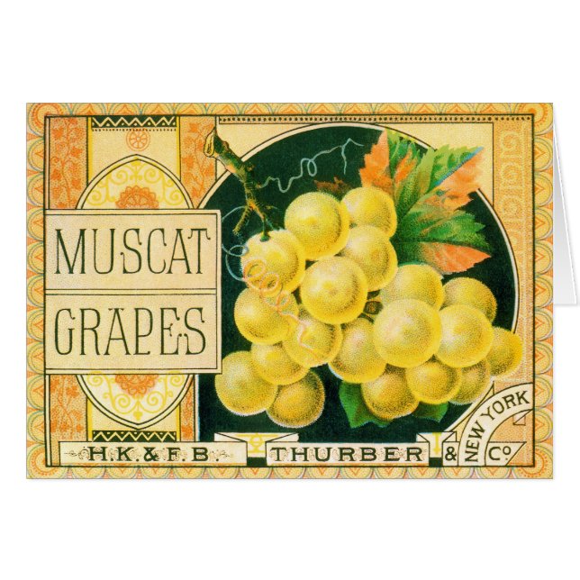 Vintage Fruit Crate Art Étiquette, Raisins de Masc (Devant horizontal)