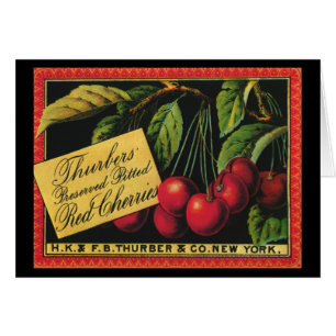Vintage Fruit Crate Étiquette Art, Thurber Cherrie