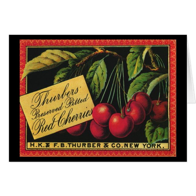 Vintage Fruit Crate Étiquette Art, Thurber Cherrie (Devant horizontal)