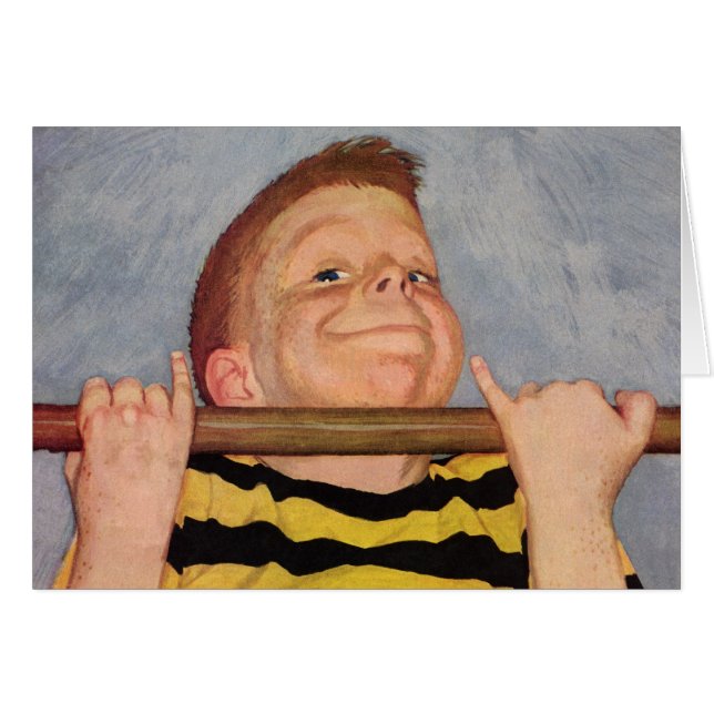 Vintage Garçon Doing Chin Ups, fitness et exercice (Devant horizontal)