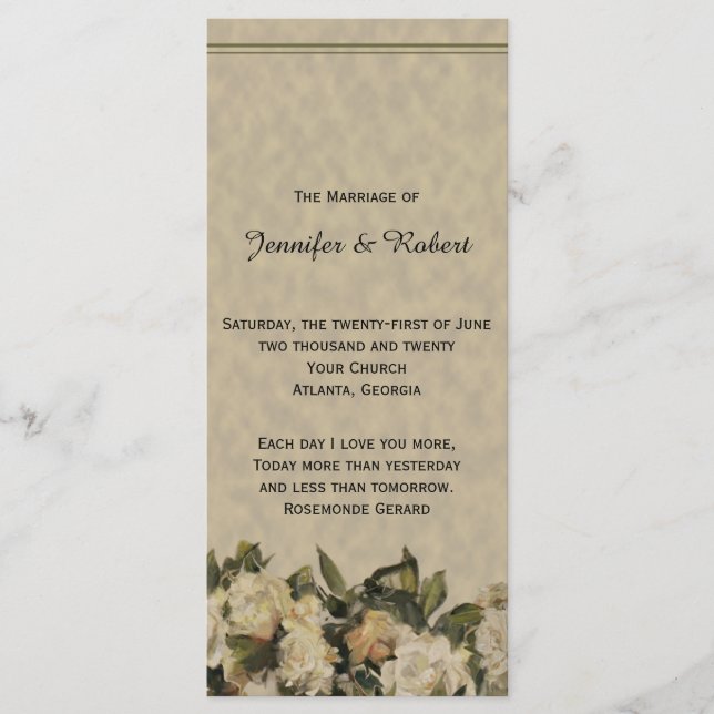 Vintage Gardenia Wedding Programme (Devant)
