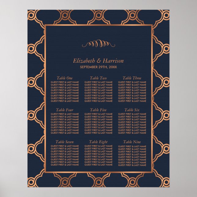 Vintage Géométrique Art Déco Gatsby Siège Mariage (Devant)