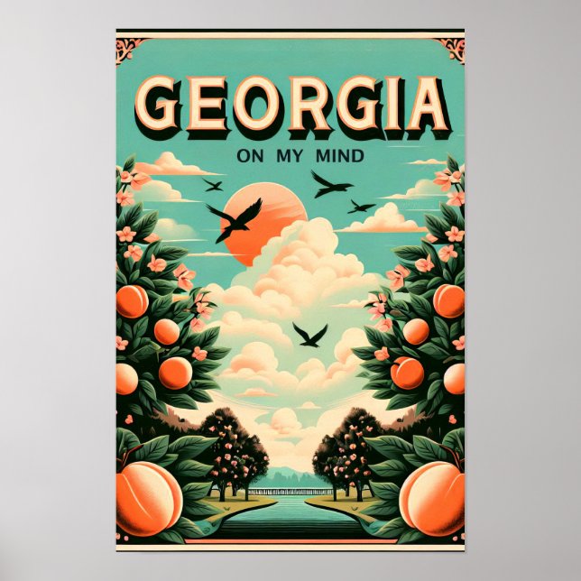 Vintage Georgia Peach Travel Poster  (Devant)