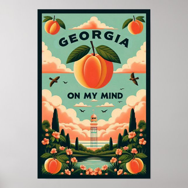 Vintage Georgia Peach Travel Poster (Devant)