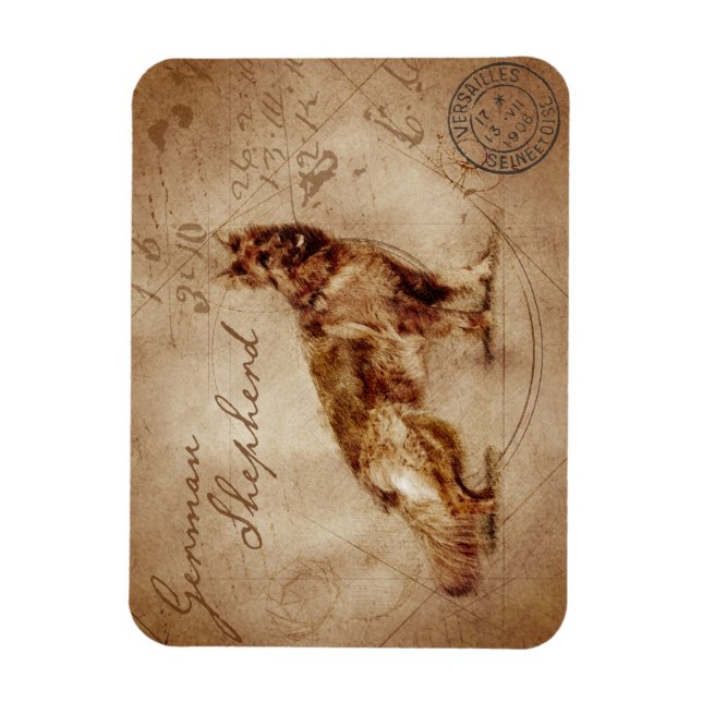 Vintage german shepherd magnet (Vertical)