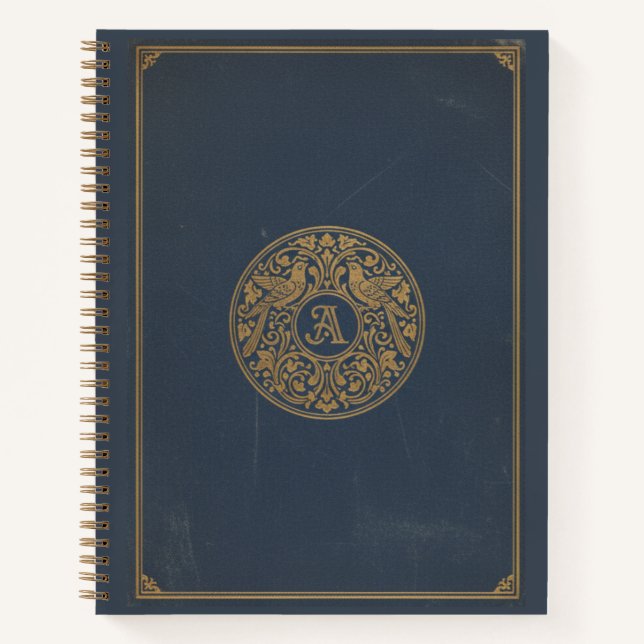 Vintage Gilded Monogram & Navy Archival Journal (Devant)