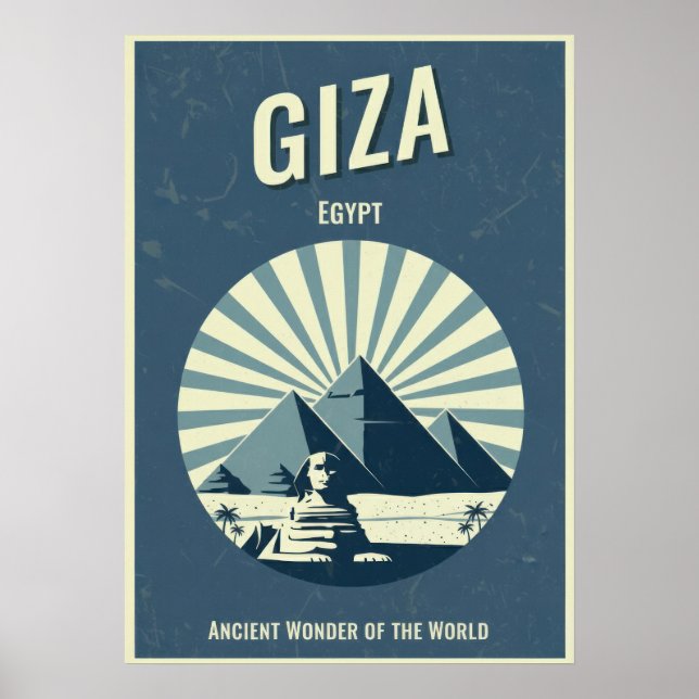 Vintage Giza Pyramid Poster – Retro Egyptian (Devant)
