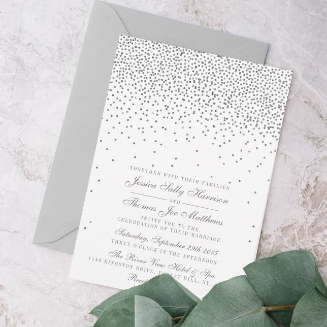 Vintage Glam Silver Confetti Invitations de mariag (Créateur téléchargé)