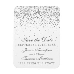 Vintage Glam Silver Confetti Magnet Réservez la da