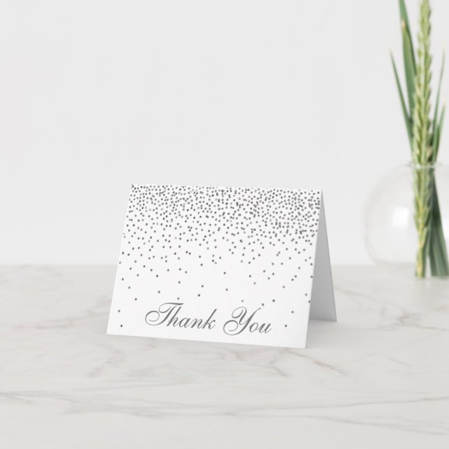 Vintage Glam Silver Confetti Mariage Merci (Devant)