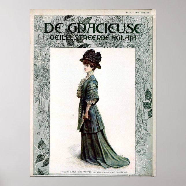 Vintage Glamorous Lady Fashion Illustration Poster (Devant)