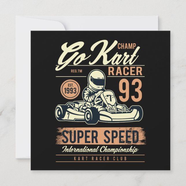Vintage Go Kart Racing carte d'invitation d'annive (Devant)
