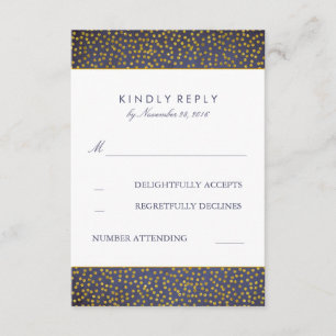 Vintage Gold Confetti Marine Wedding Cartes RSVP