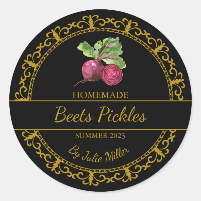 Vintage Gold Homemade Beets Picks Étiquette | Noir (Devant)
