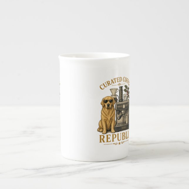 Vintage Golden Retriever Coffee Lover Ceramic Mug (Devant)