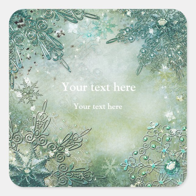 Vintage Golden Winter Snowflakes Sticker Étiquette (Devant)