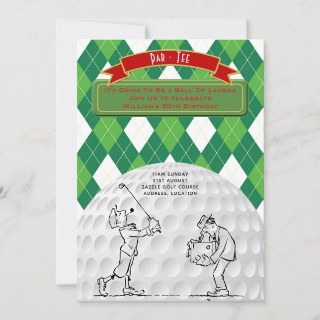 Vintage Golf 50e anniversaire Invitations rétro ho (Devant)