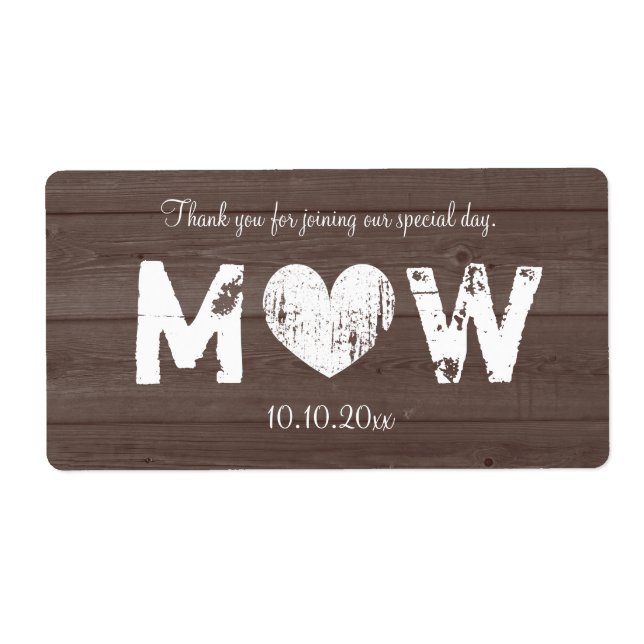 Vintage grange mariage bouteille d'eau étiquettes (Devant)