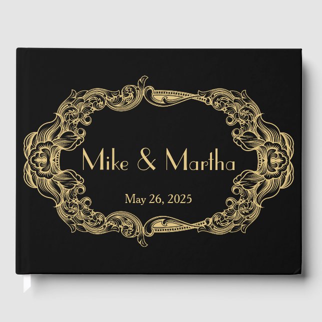 Vintage Great Gatsby Art Déco Mariage Livre d'hôte (Recto)